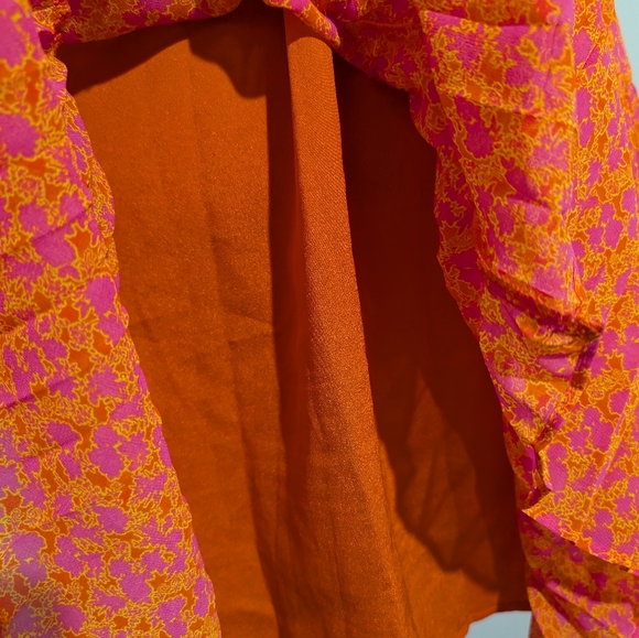 ALEXIS X Target Orange Floral Flutter Sleeve Pleated Wrap Dress Size XL - Picture 7 of 9